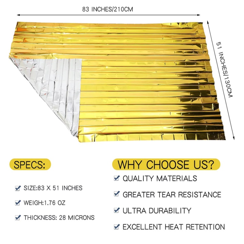 Gold‑Silver Mylar Thermal Surv - Survival Blanket Reflective ulasan dan harga